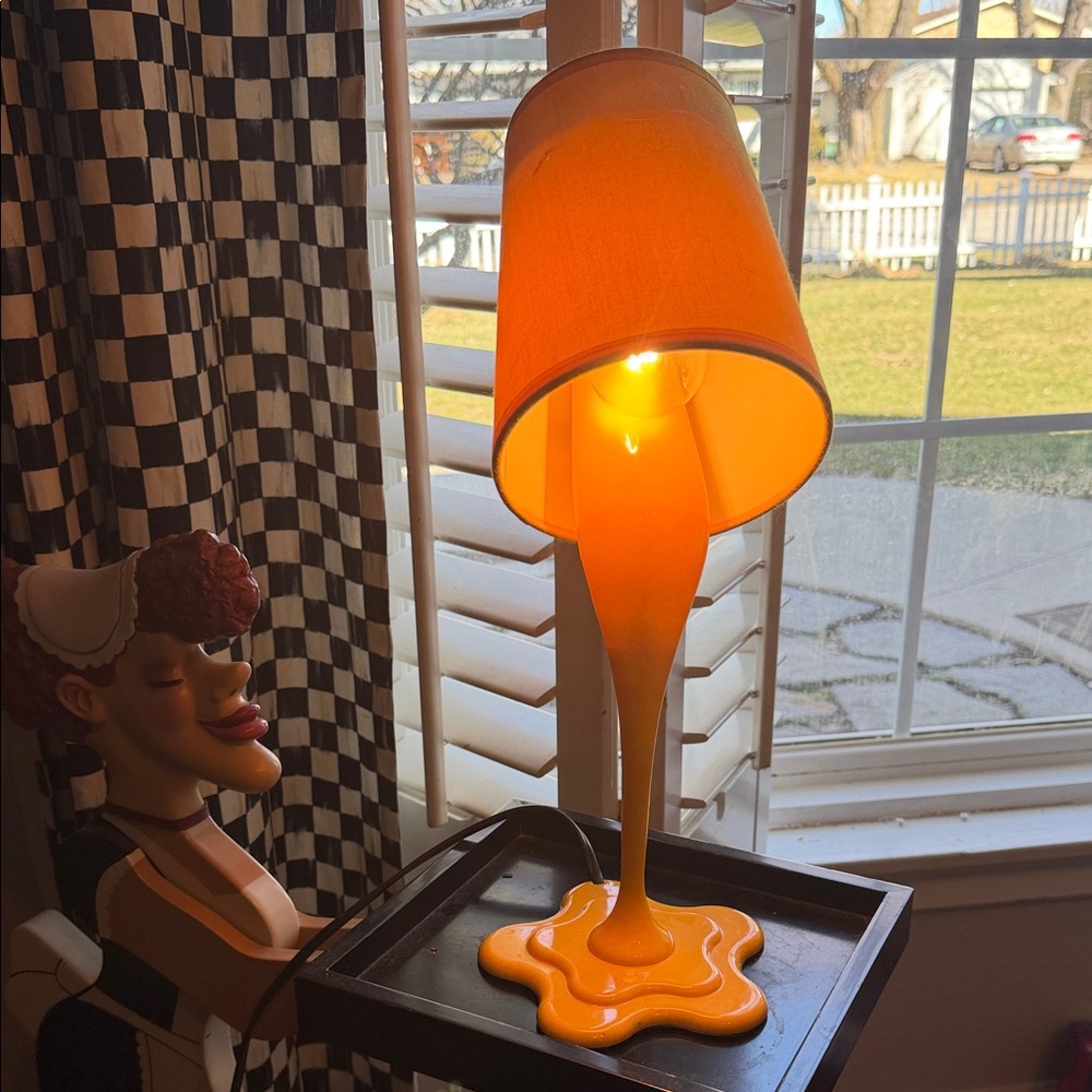 Orange Melted-Style Table Lamp - Modern Home Art Accent